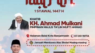 Sholat Idul Fitri di Balai Kota Banjarmasin, Yamin Ajak Warga Rayakan Hari Kemenangan Bersama