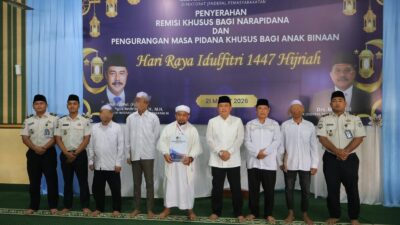 Momentum Hari Kemenangan, Warga Binaan Lapas Banjarmasin Shalat Idul Fitri Bersama Petugas